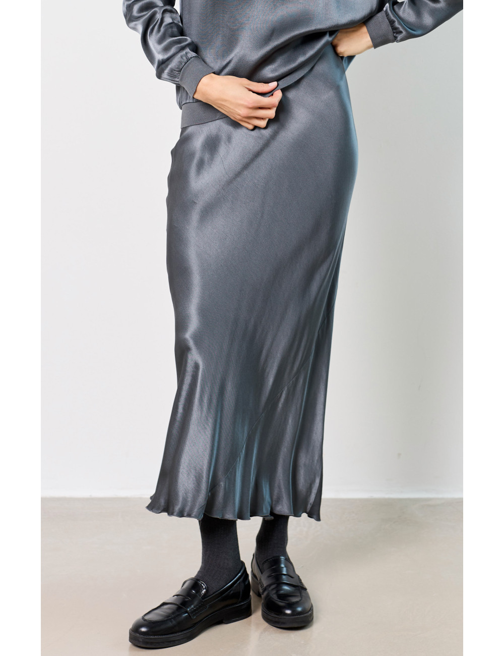 LONG ELASTICATED SKIRT - 