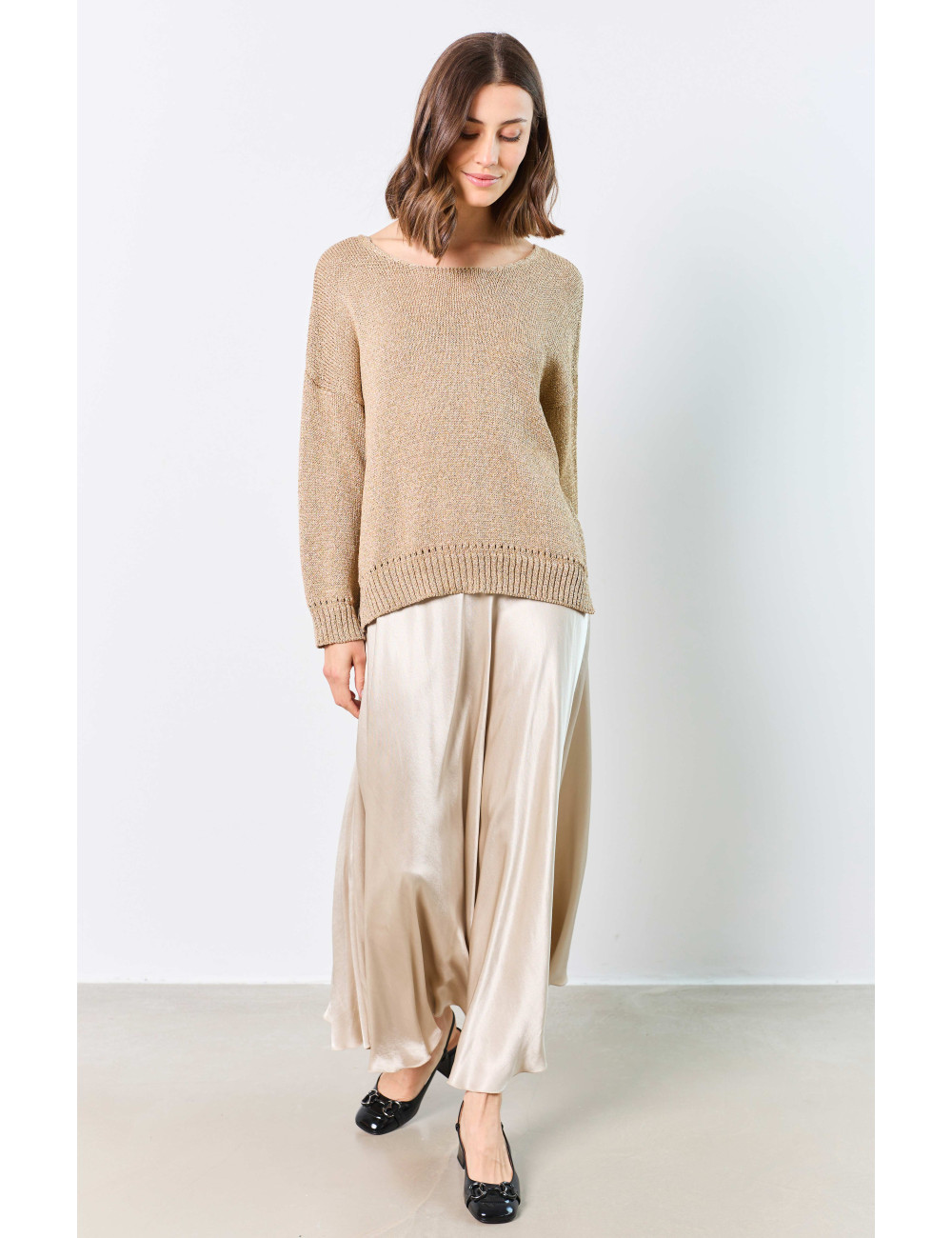 ROUND-NECK LUREX SWEATER - 