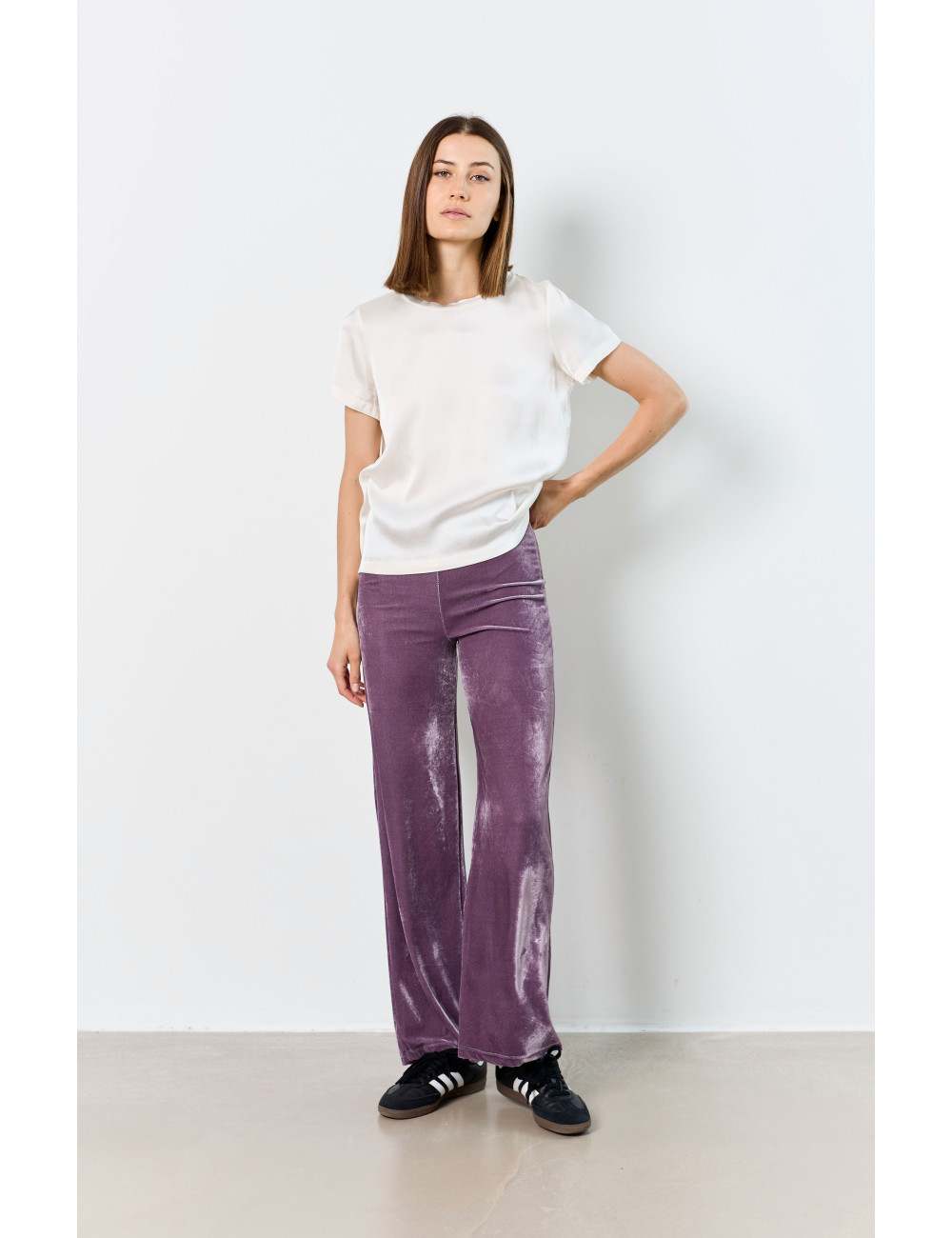 ELASTICATED VELVET PANTS - 