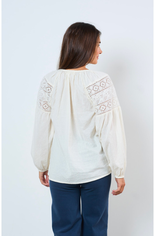 WHITE EMBROIDERED BLOUSE - 1