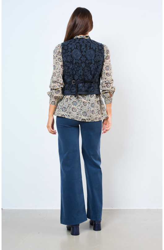 BLOUSE WITH EMBROIDERED SHOULDERS - 7