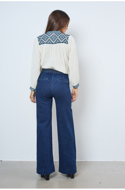 FLARED DENIM JEANS - 3 - Maison Hotel - 3 