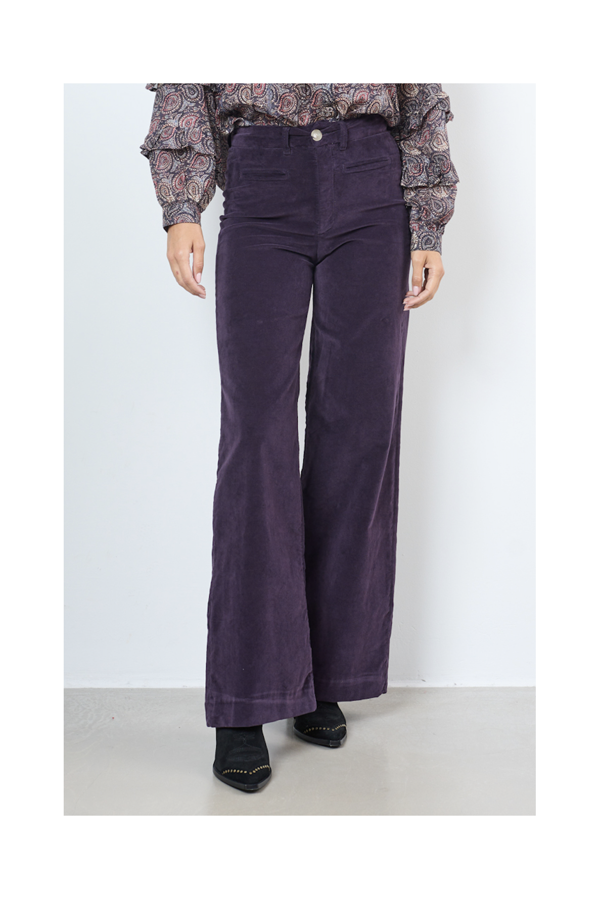 PANTALON VELOURS ÉVASÉ - 1