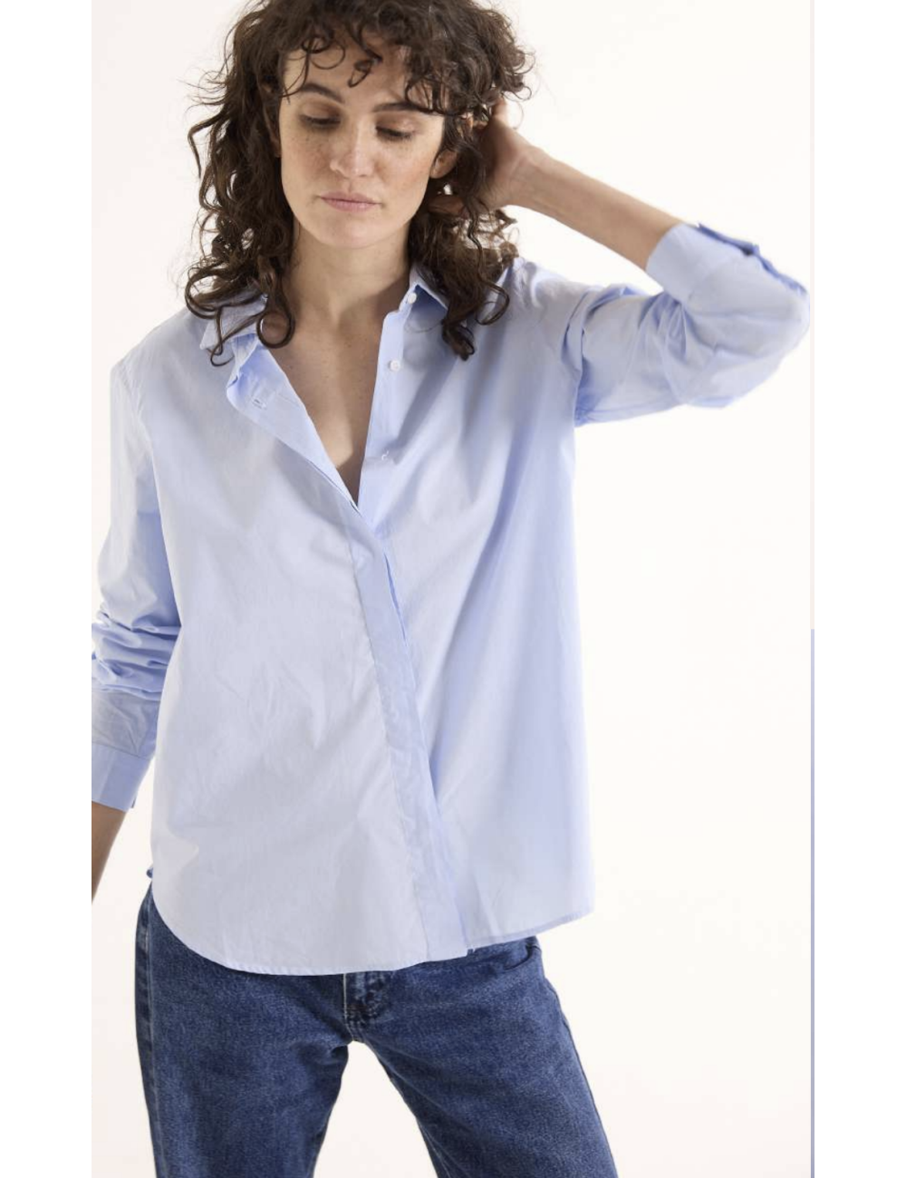 CHEMISE COTON BLEUE - 