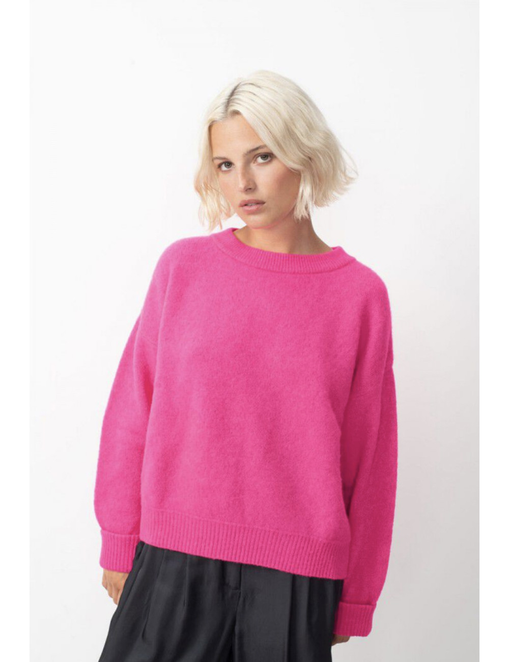 PULL COL ROND EN ALPAGA ET LAINE - 