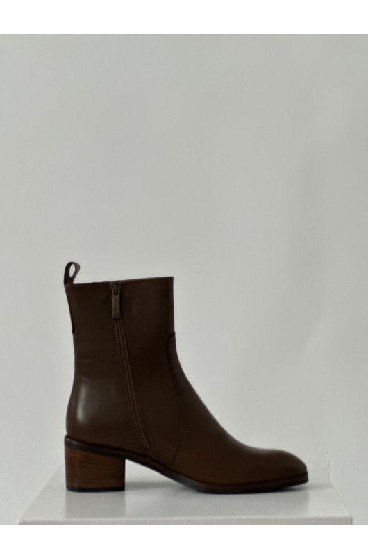 boots cuir talon bois zippée coté - 3 - No Concept - 3 