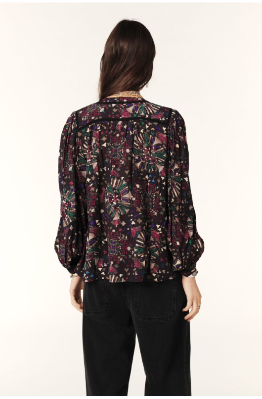 blouse manches longues col v imprimé - 4