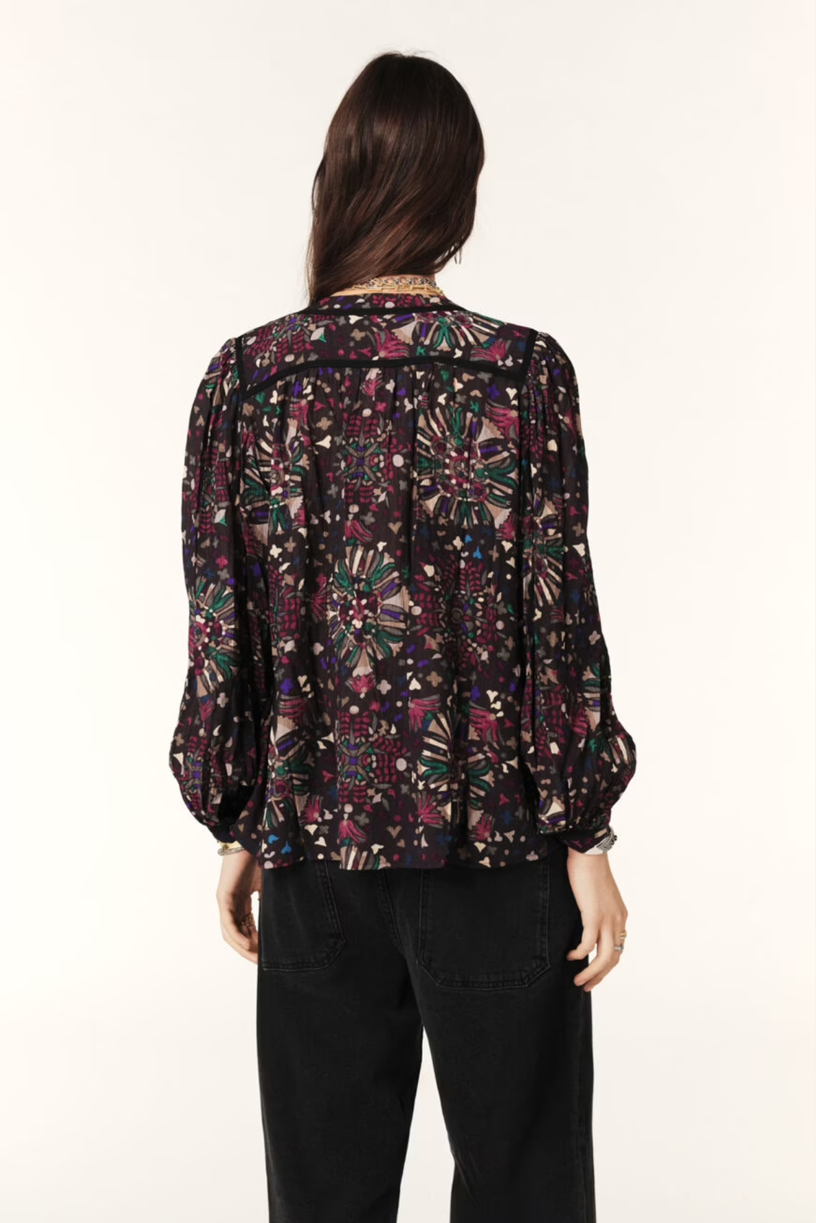 blouse manches longues col v imprimé - 4