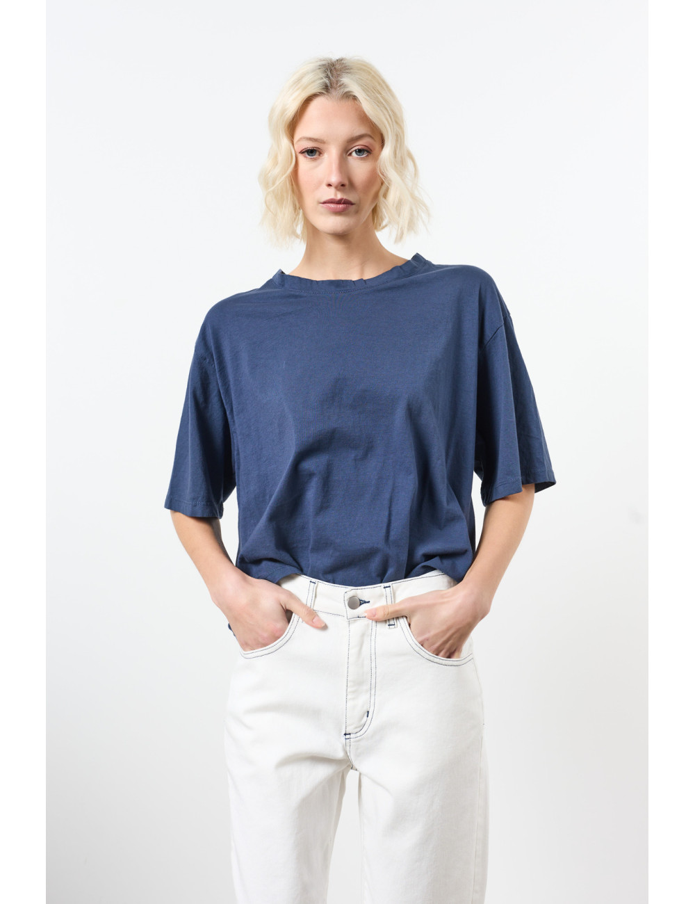 t shirt col rond mc oversize - 