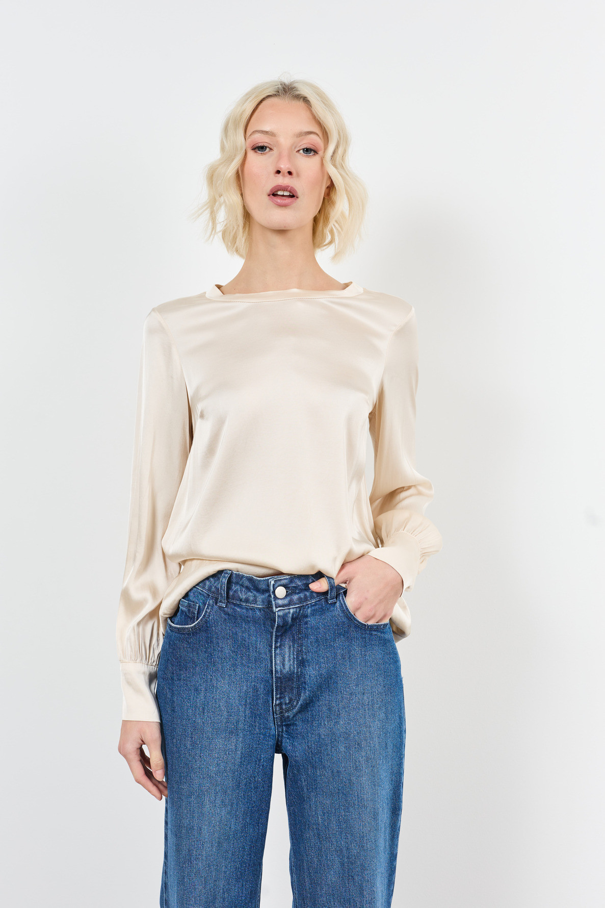 blouse col rond manches longues - 2