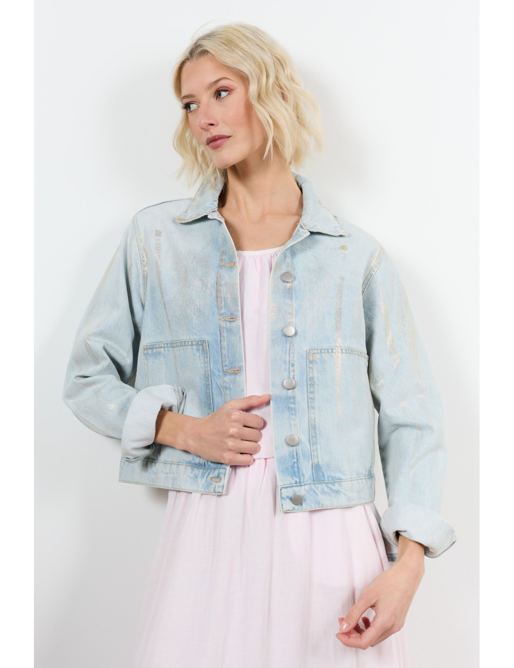 veste en jeans ss col ml - 