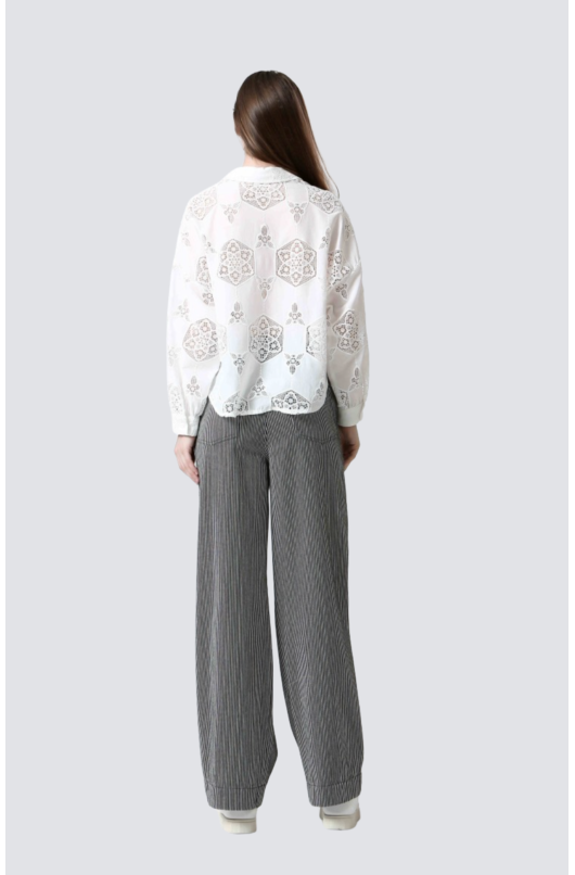 pantalon droit en coton rayee - 4