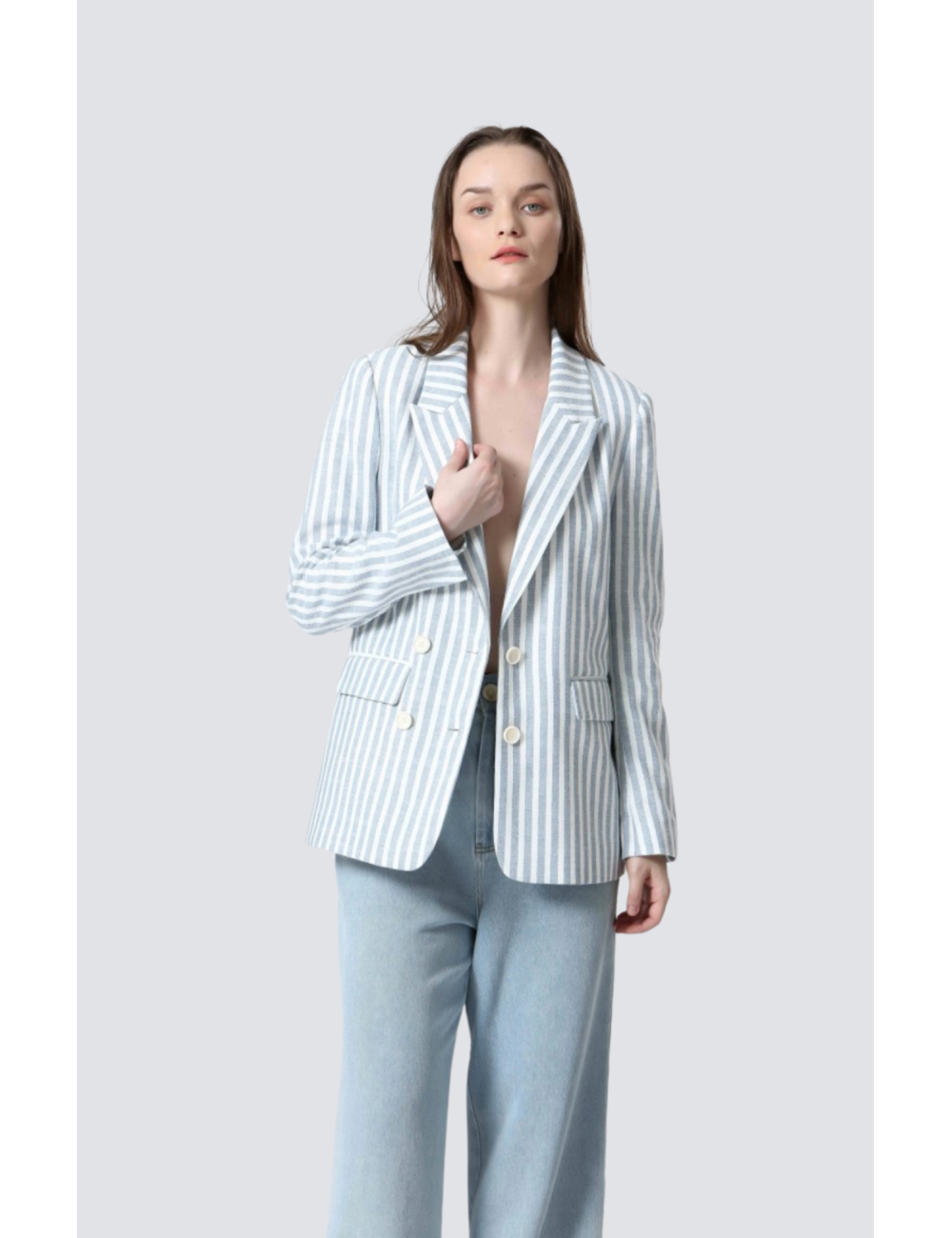 blazer coton/lin rayée - 