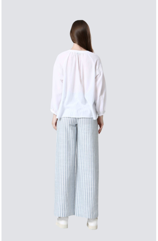 pantalon droit coton/lin rayee - 3 - See U Soon - 3 