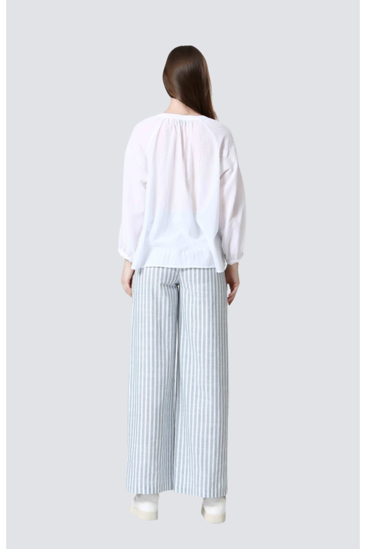 pantalon droit coton/lin rayee - 3