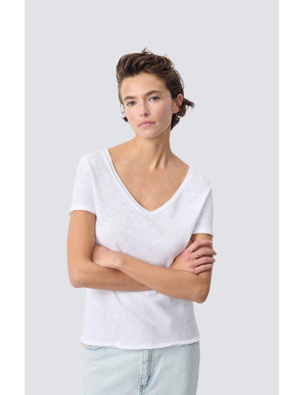 t-shirt manches courtes col v straight - 