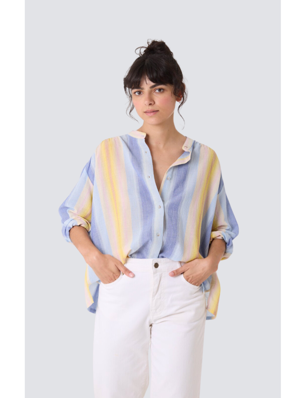 blouse col mao manches amples ella - 