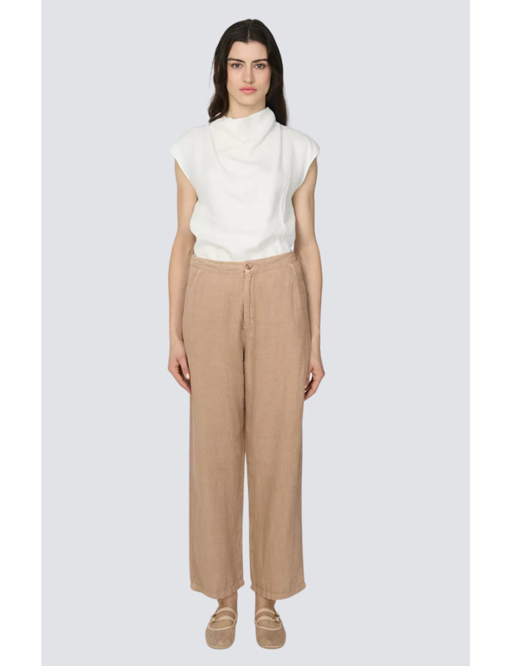 pantalon straight en lin - 